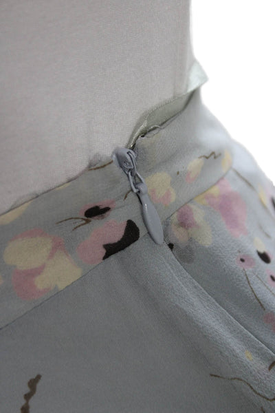 Banana Republic Womens A-Line Silk Floral Skirt Knee Length Blue Zip Size 8
