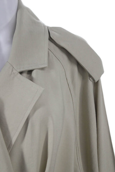 The Frankie Shop Women Beige Trench Coat Long Sleeve Tie Waist Size M