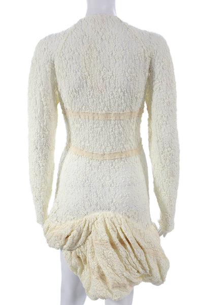 Yuhan Womens Ivory Floral V-Neck Long Sleeve Mini Dress Size S