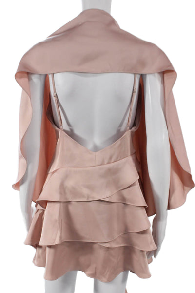 Miss Rosier Women Slip Dress Pink Square Neck Sleeveless Knee Length Zip Size S