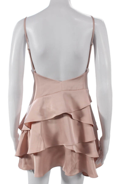 Miss Rosier Women Slip Dress Pink Square Neck Sleeveless Knee Length Zip Size S