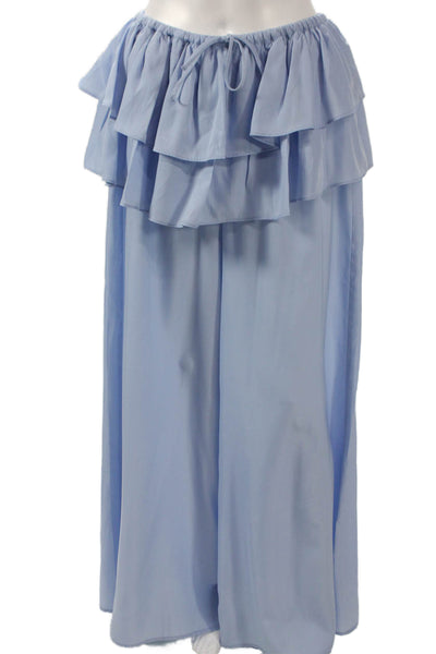 We Wore What Women Blue Rayon Drawstring Pants Size S