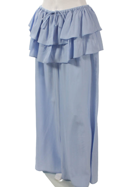 We Wore What Women Blue Rayon Drawstring Pants Size S