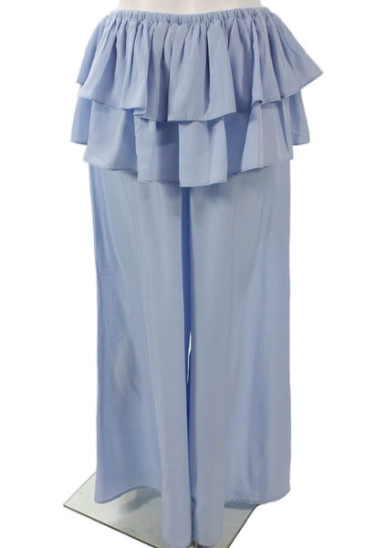 We Wore What Women Blue Rayon Drawstring Pants Size S