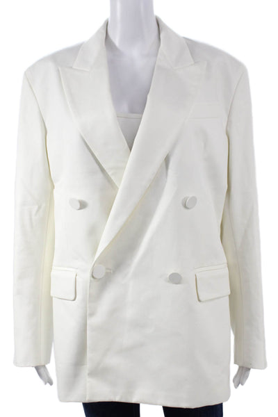 Fenty Women Blazer White Cotton Long Sleeve Button Size S