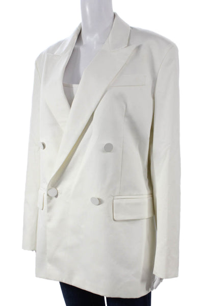 Fenty Women Blazer White Cotton Long Sleeve Button Size S
