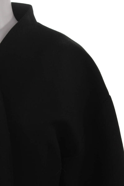 KHY Women Overcoat Black Button Polyester Long Sleeve Size S