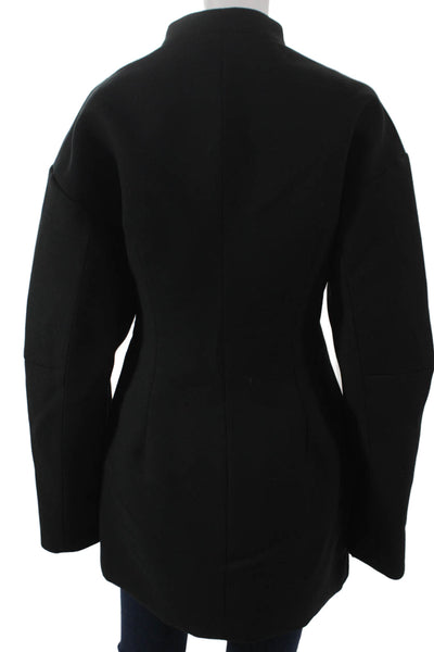 KHY Women Overcoat Black Button Polyester Long Sleeve Size S