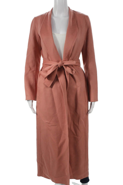 The Row Womens Pink Wool Overcoat Tie Closure Long Sleeve Size S