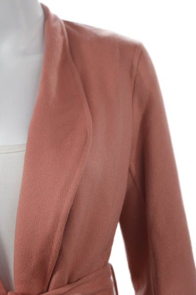 The Row Womens Pink Wool Overcoat Tie Closure Long Sleeve Size S