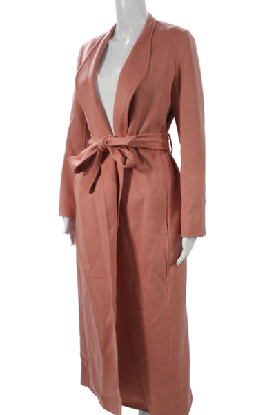 The Row Womens Pink Wool Overcoat Tie Closure Long Sleeve Size S