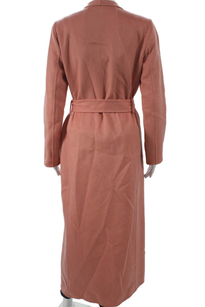 The Row Womens Pink Wool Overcoat Tie Closure Long Sleeve Size S