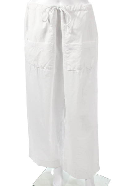 Local European Women Cargo Pants White Cotton Drawstring Size S