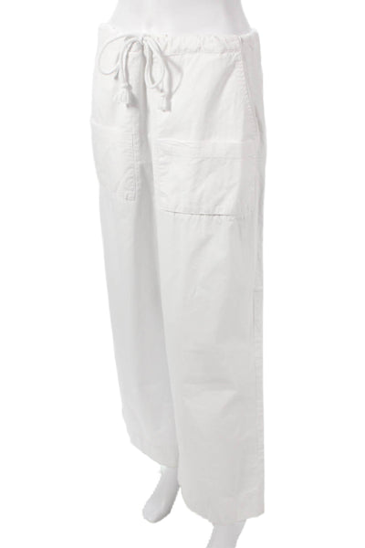 Local European Women Cargo Pants White Cotton Drawstring Size S