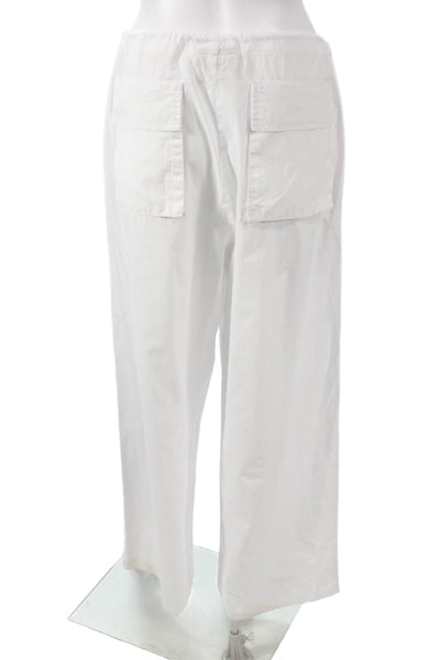 Local European Women Cargo Pants White Cotton Drawstring Size S