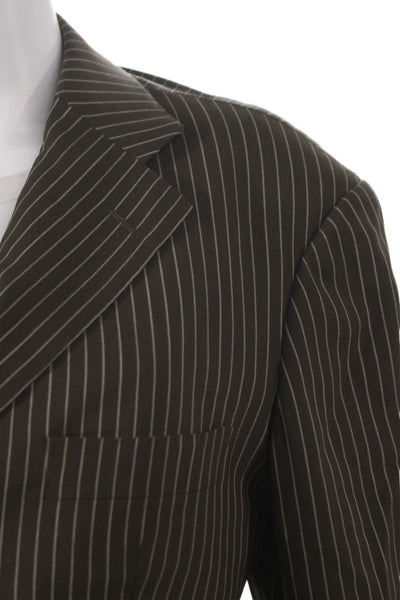 Havre Studio Womens Pinstriped Cropped Mini Skirt Suit Brown Size Small