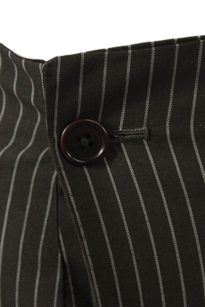 Havre Studio Womens Pinstriped Cropped Mini Skirt Suit Brown Size Small