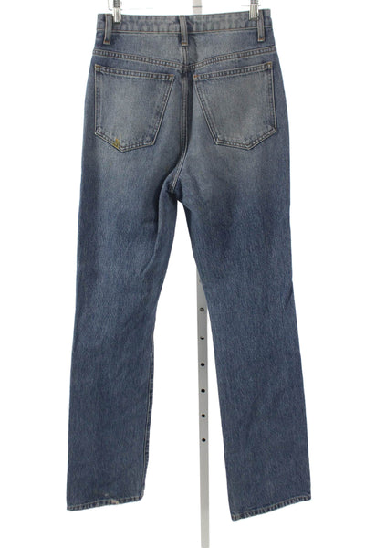 Khaite Women Straight Jeans Blue Cotton High Rise Button Size 27