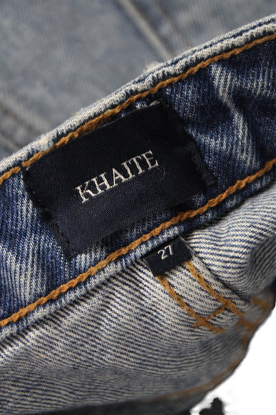 Khaite Women Straight Jeans Blue Cotton High Rise Button Size 27