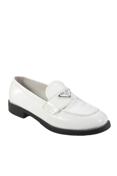 Prada Womens Leather Slide On Casual Loafers White Size 39 9