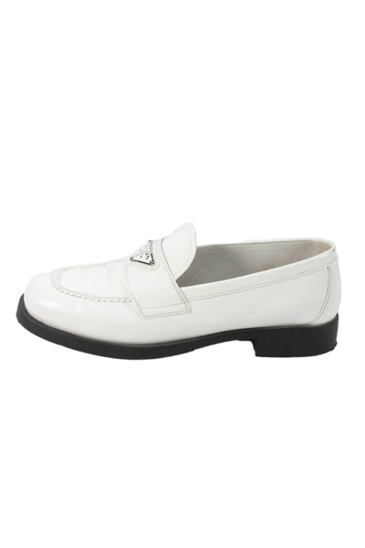 Prada Womens Leather Slide On Casual Loafers White Size 39 9