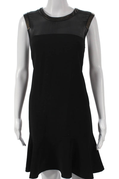 Sandro Women Sheath Dress Black Sleeveless Round Neck Viscose Zip Short Size 3