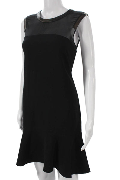 Sandro Women Sheath Dress Black Sleeveless Round Neck Viscose Zip Short Size 3