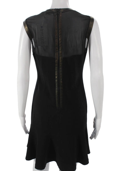 Sandro Women Sheath Dress Black Sleeveless Round Neck Viscose Zip Short Size 3