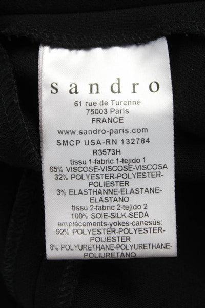 Sandro Women Sheath Dress Black Sleeveless Round Neck Viscose Zip Short Size 3