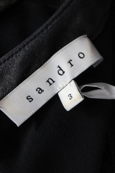 Sandro Women Sheath Dress Black Sleeveless Round Neck Viscose Zip Short Size 3