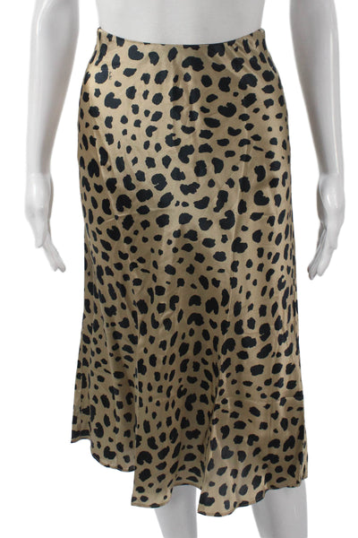 ONIA Women A-Line Linen Skirt Beige Button Closure Size 2