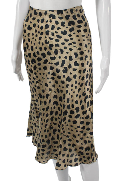 ONIA Women A-Line Linen Skirt Beige Button Closure Size 2