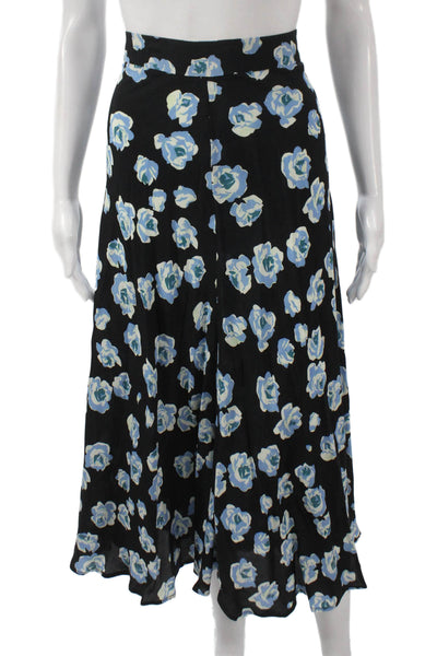 Zara Womens Maxi Skirt Black Floral Viscose Long Zip Size S