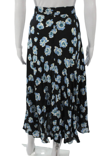Zara Womens Maxi Skirt Black Floral Viscose Long Zip Size S
