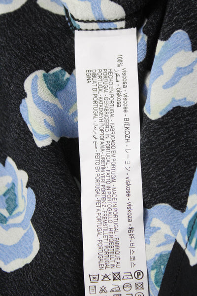 Zara Womens Maxi Skirt Black Floral Viscose Long Zip Size S