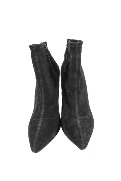 Alice + Olivia Women's Pointed Toe Suede Cone Heel Ankle Boots Black Size 39.5