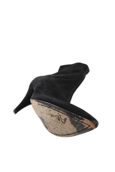 Alice + Olivia Women's Pointed Toe Suede Cone Heel Ankle Boots Black Size 39.5