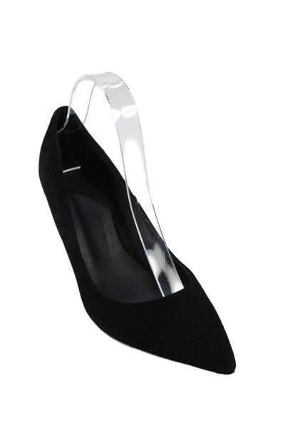 Theory Women's Pointed Toe Suede Stiletto Slip-On Pumps Black Size 40
