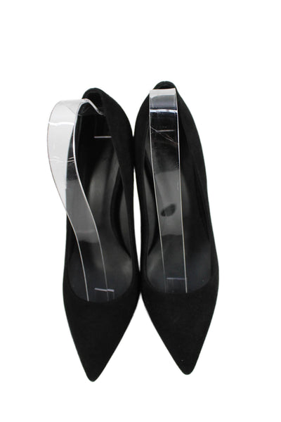 Theory Women's Pointed Toe Suede Stiletto Slip-On Pumps Black Size 40