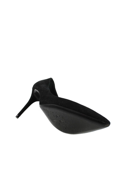 Theory Women's Pointed Toe Suede Stiletto Slip-On Pumps Black Size 40