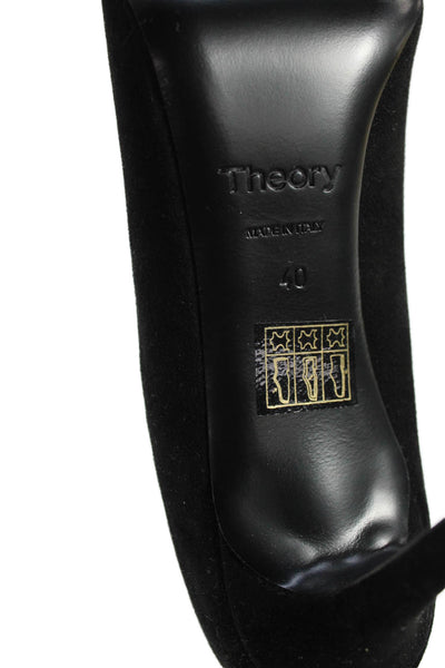Theory Women's Pointed Toe Suede Stiletto Slip-On Pumps Black Size 40