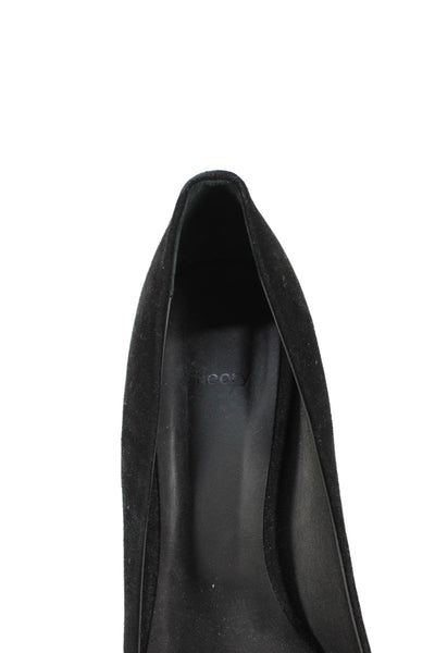 Theory Women's Pointed Toe Suede Stiletto Slip-On Pumps Black Size 40