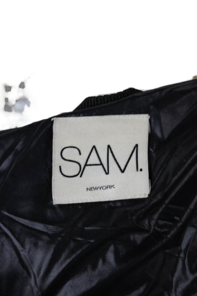 SAM Womens Puffer Jacket Silver Nylon Zip Size S