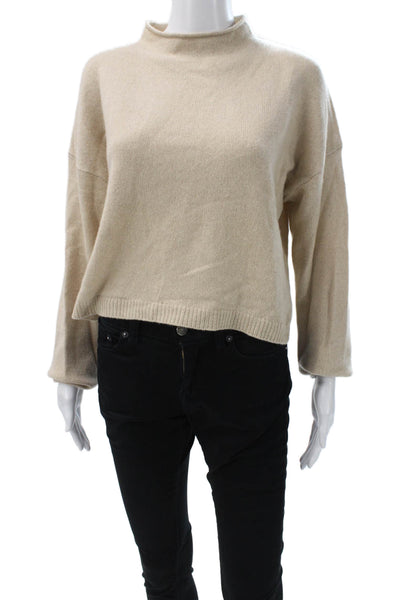 Alice + Olivia Women Pullover Cashmere Mock Neck Long Sleeve Beige Size S