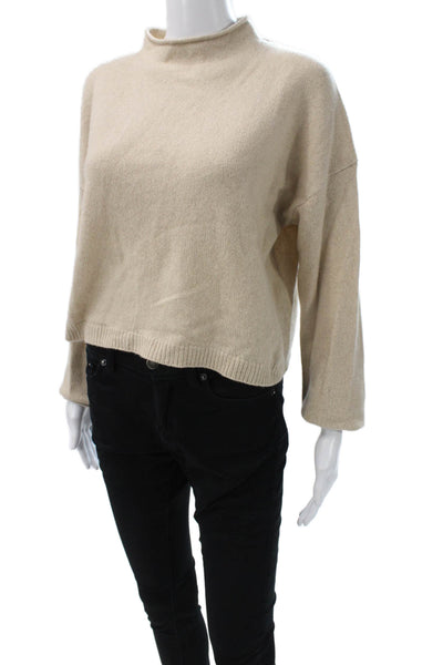 Alice + Olivia Women Pullover Cashmere Mock Neck Long Sleeve Beige Size S