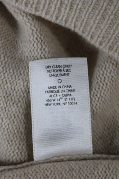Alice + Olivia Women Pullover Cashmere Mock Neck Long Sleeve Beige Size S