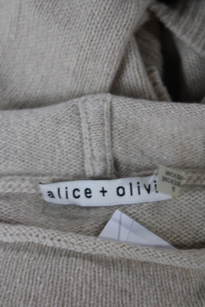 Alice + Olivia Women Pullover Cashmere Mock Neck Long Sleeve Beige Size S