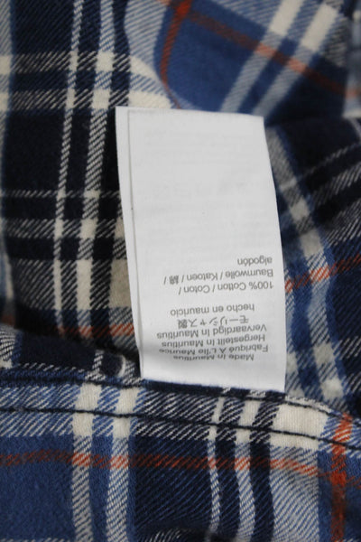 J Crew Mens Cotton Plaid Collared Button Up Flannel Blue Size XL