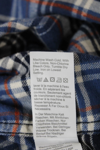 J Crew Mens Cotton Plaid Collared Button Up Flannel Blue Size XL