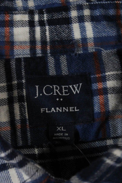 J Crew Mens Cotton Plaid Collared Button Up Flannel Blue Size XL